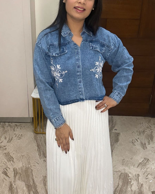 Denim Crop Shirt