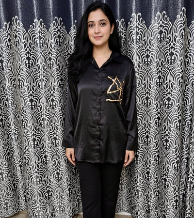 Black Luxe Satin Shirt