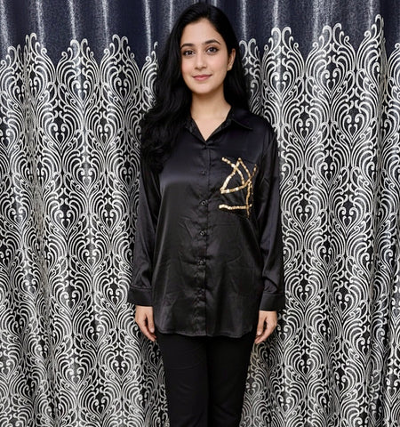 Black Luxe Satin Shirt