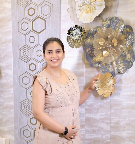 Beige Hand-Embroidered Peplum Top with Flared Skirt Set