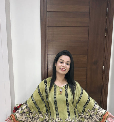 Olive Tribal Art Edition Kaftan Co-ord Set